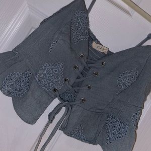 Mint green tie crop top